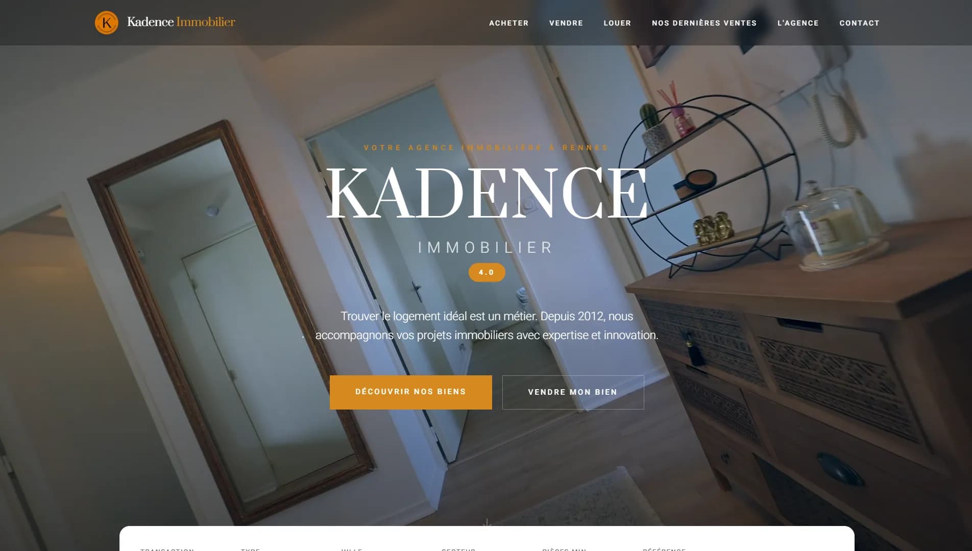 Aperçu du site Kadence Immobilier